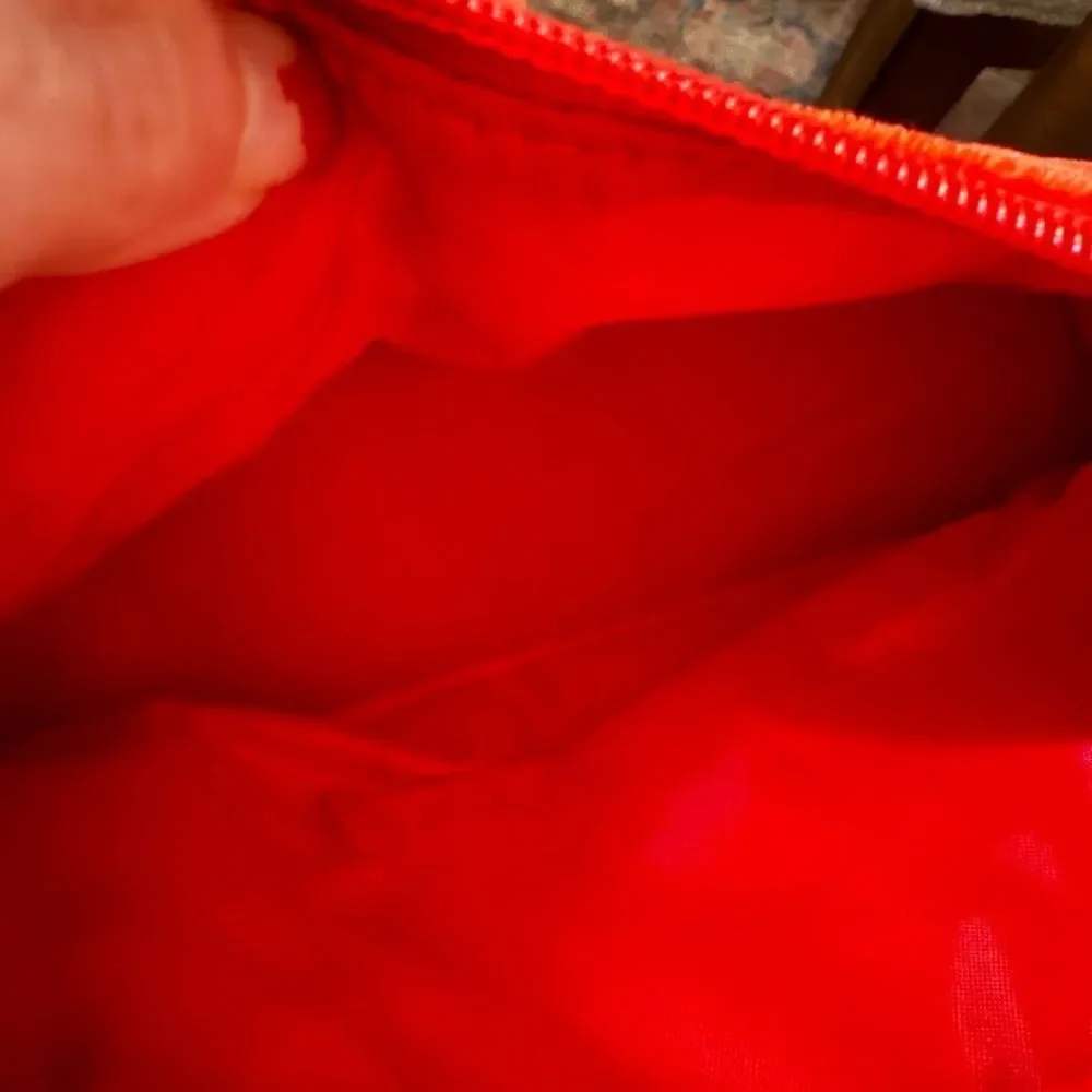 Red Velvet Naughty/Nice Cosmetic Bag with Rhinestone Detail
